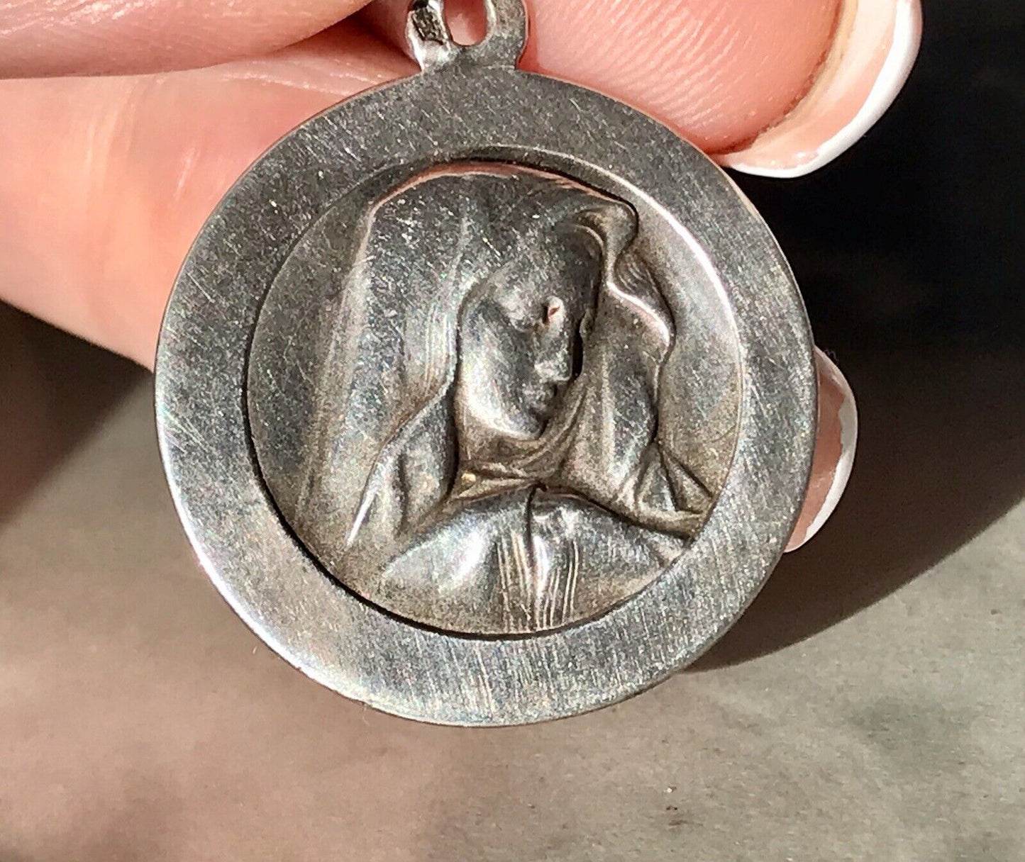 Antik Edel Anhänger Kettenanhänger Silber christlich Maria Mutter Gottes
