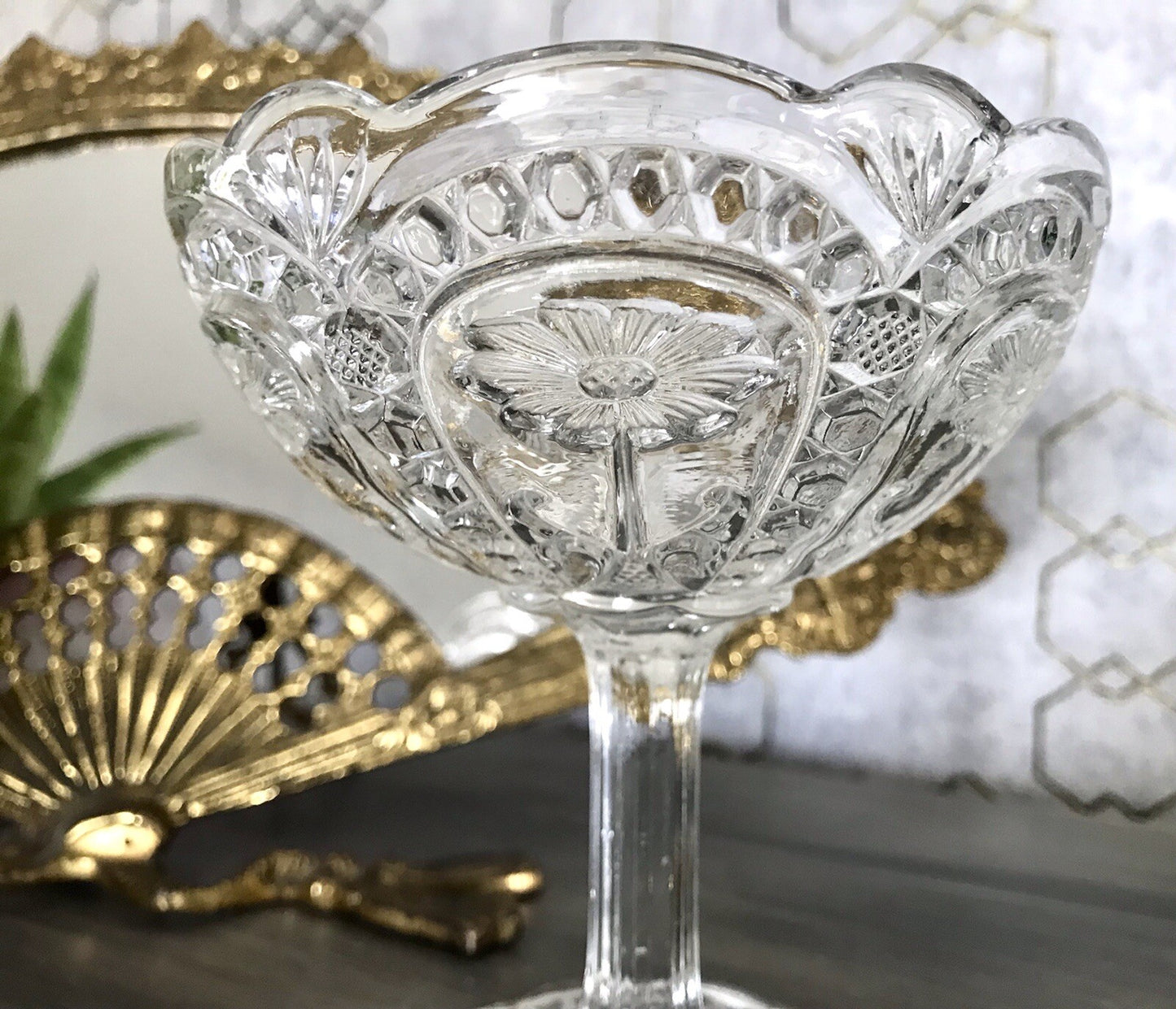 Art Déco 1931 Pressglas Antik Glas Marquerite Brockwitz Fußschale