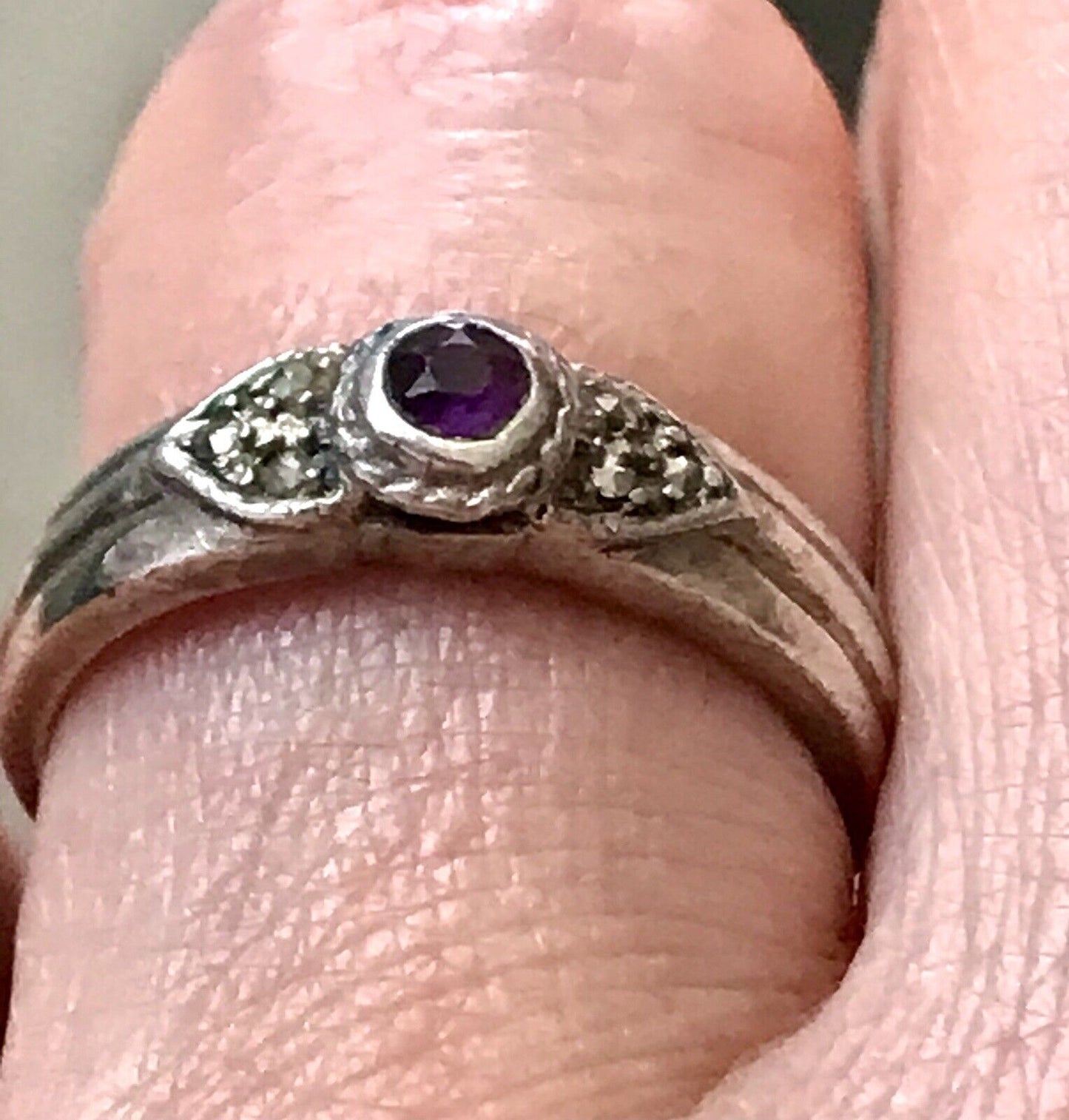 Antik Art Déco Damen Ring lila Stein Silber 925 Gr.55 56 Markasite