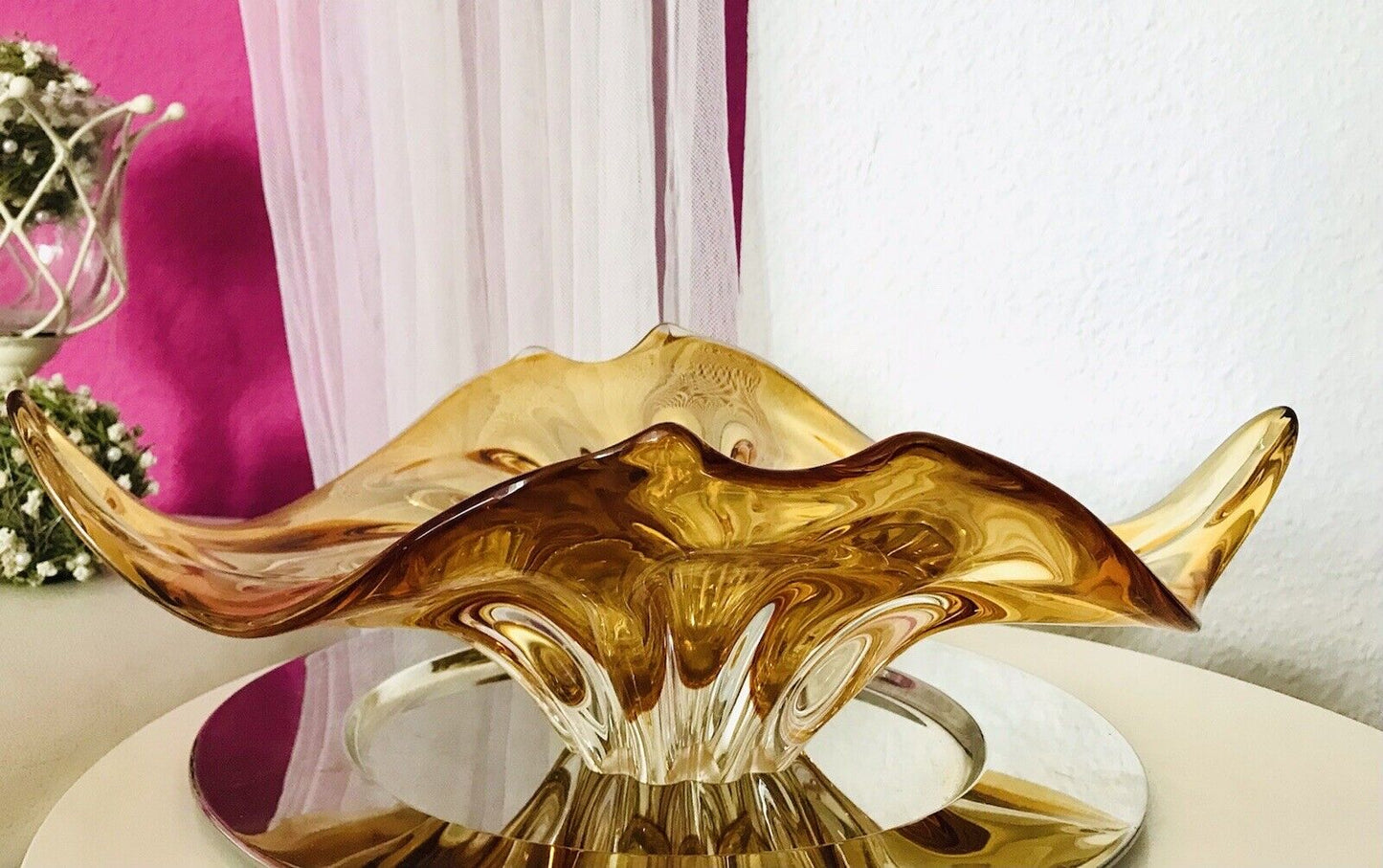 Vintage GROß 60er Somerso Murano Schale Glas Gelb Überfangglas Erscheinung