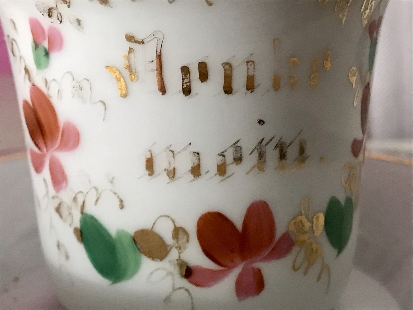 Antik Porzellan Andenken Becher Gedeck Sammeltasse Tasse Schriftzug KPM