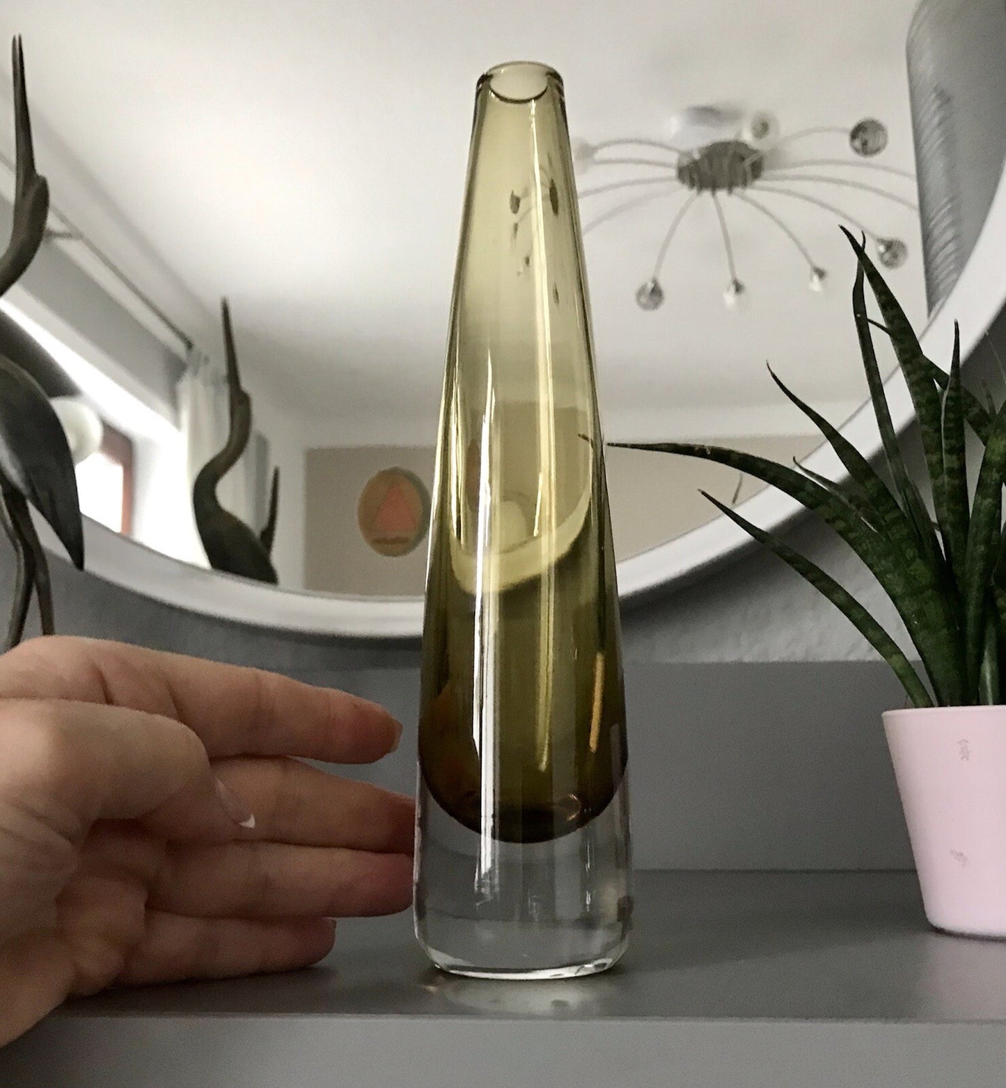 Vintage Design Glasvase Glas gelb Vase MidCentury Kosta Boda