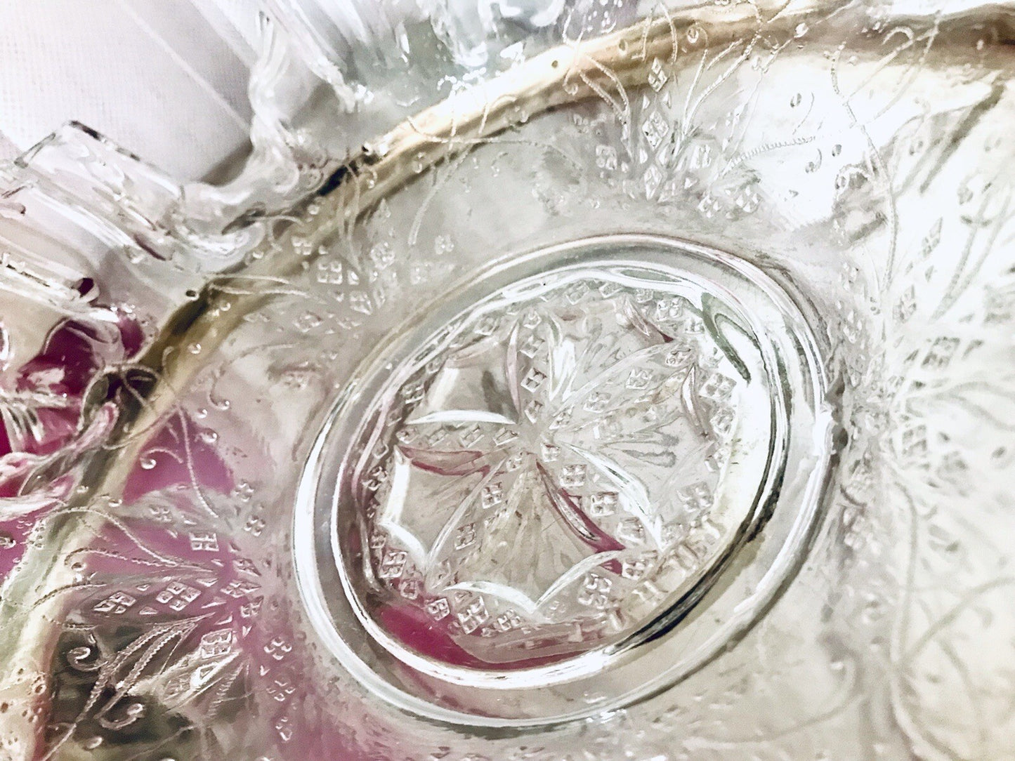 Antik Jugendstil gewellter Serviettenrand Pressglas Schale Glas so schön!
