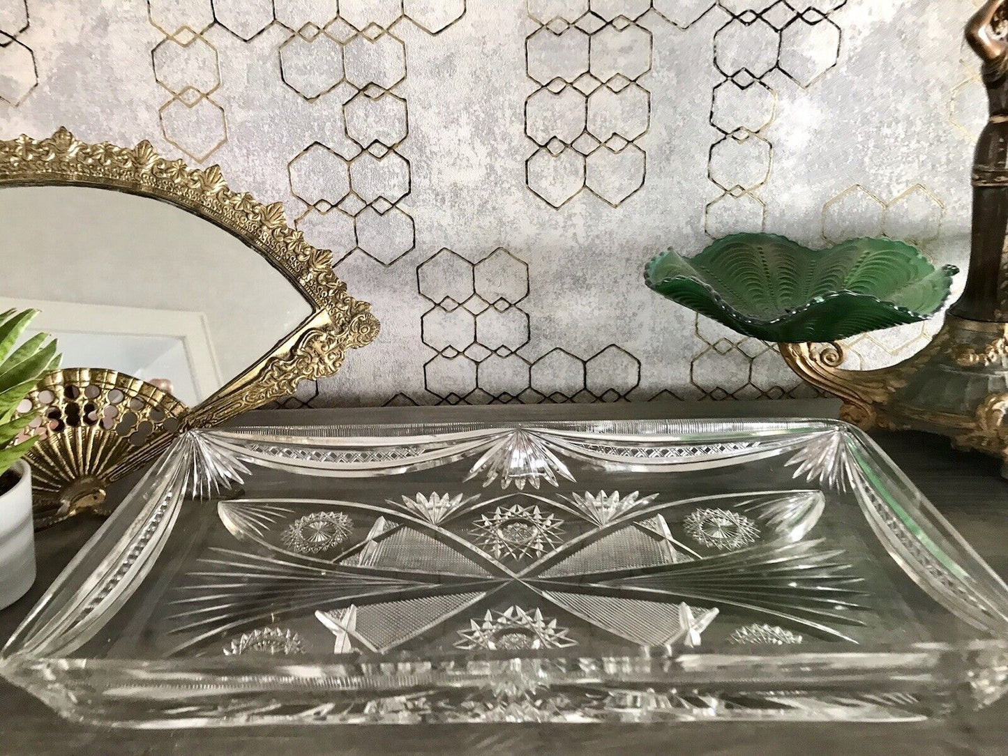 Antik Bleikristall Schale Glasschale Kristallglas Glas Schliff EDEL Groß