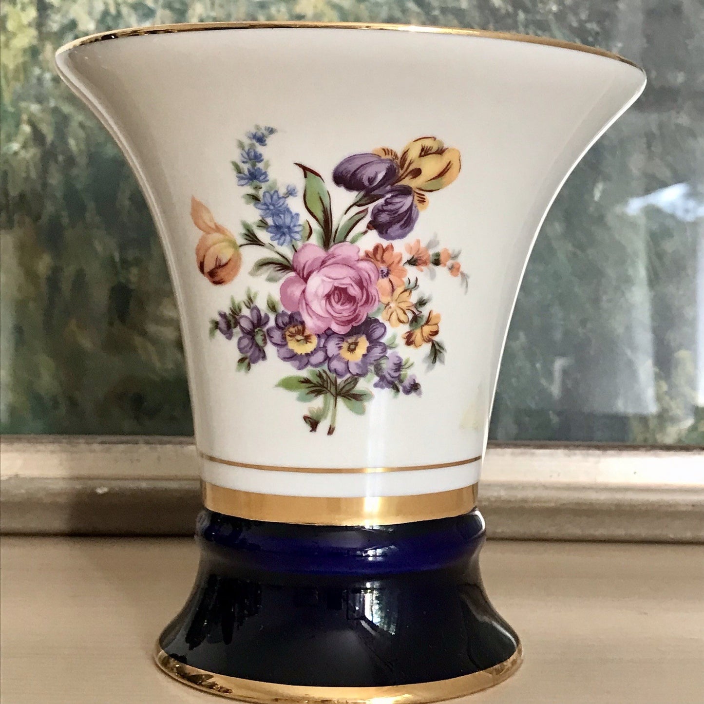 Vintage Alt Porzellan Prunkvase Vase Echt Kobalt blau Royal Dux Porzellan Böhmen