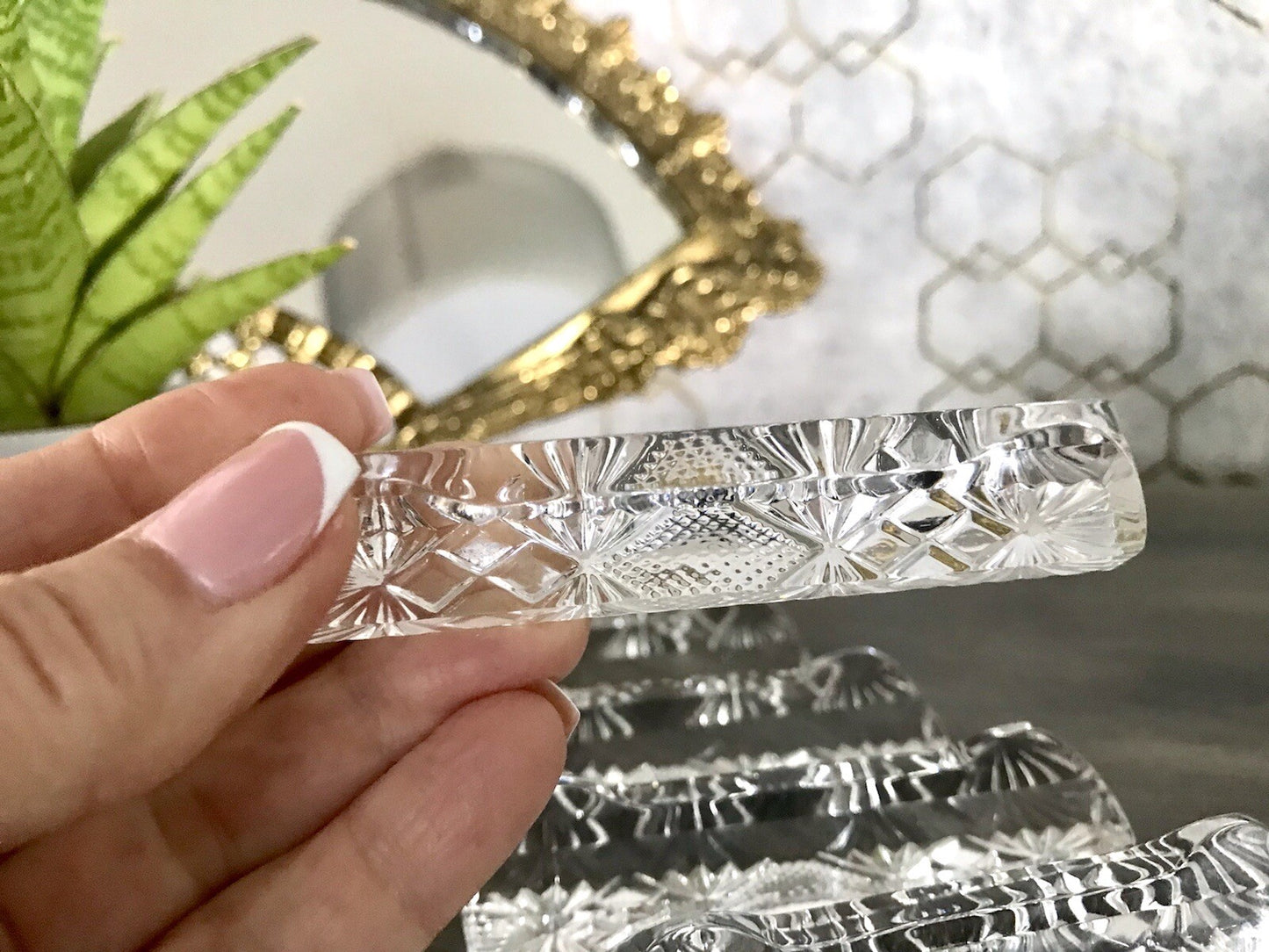 Alt antik? 6 Art Déco Messerbänkchen Kristallglas Glas EDEL Schliff