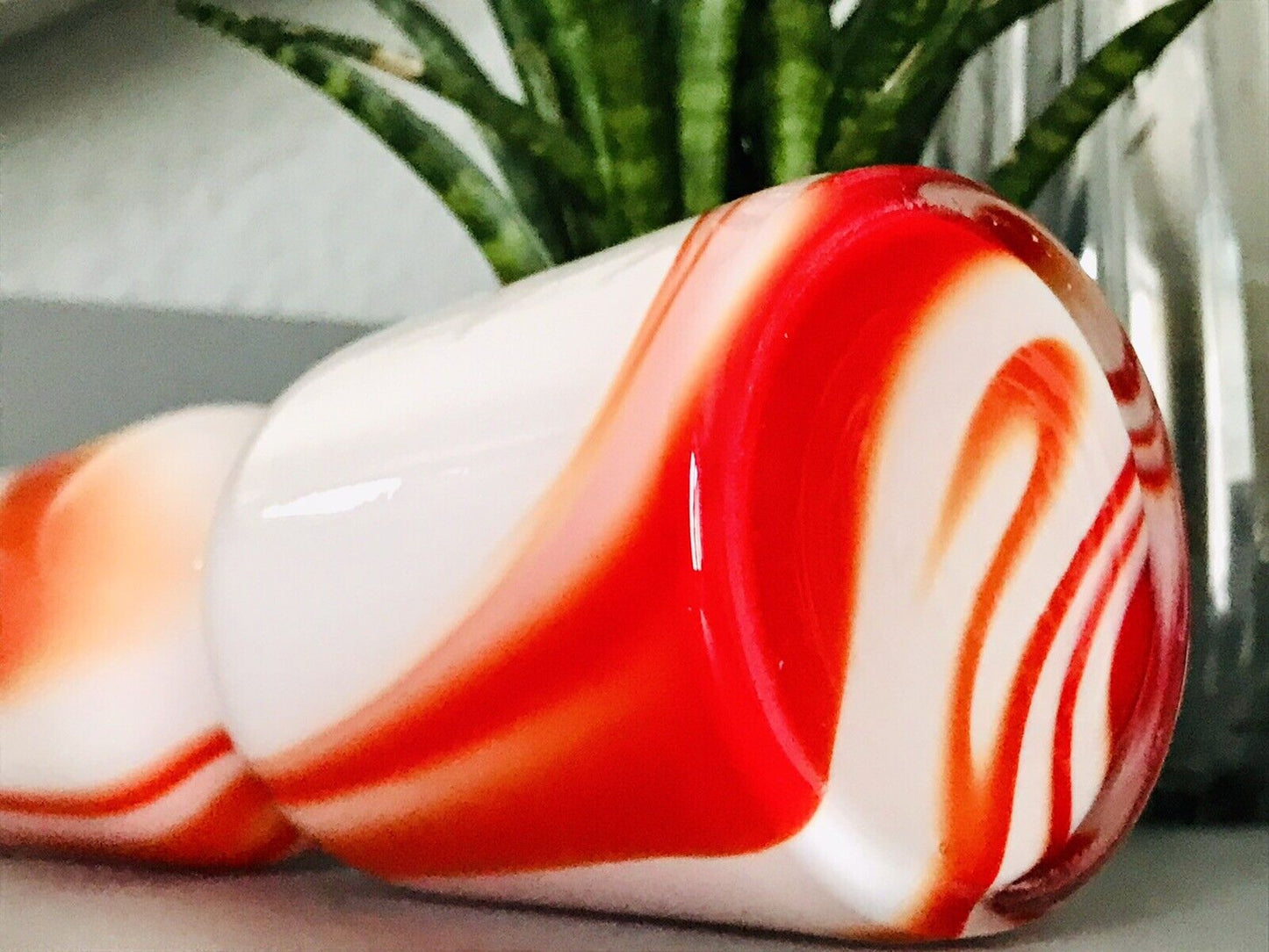 Carlo Moretti Vintage Vase Murano Glasvase rot weiß