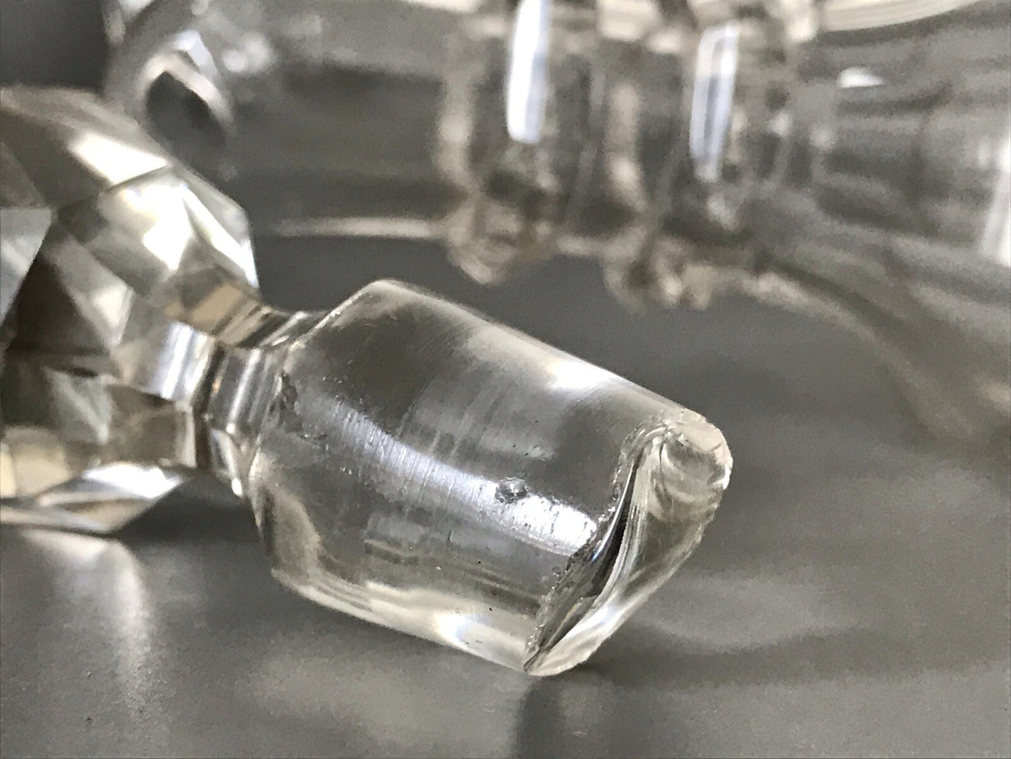 Antik Biedermeier kleine Karaffe Weinkaraffe Dekanter Glas Flächenschliff kantig