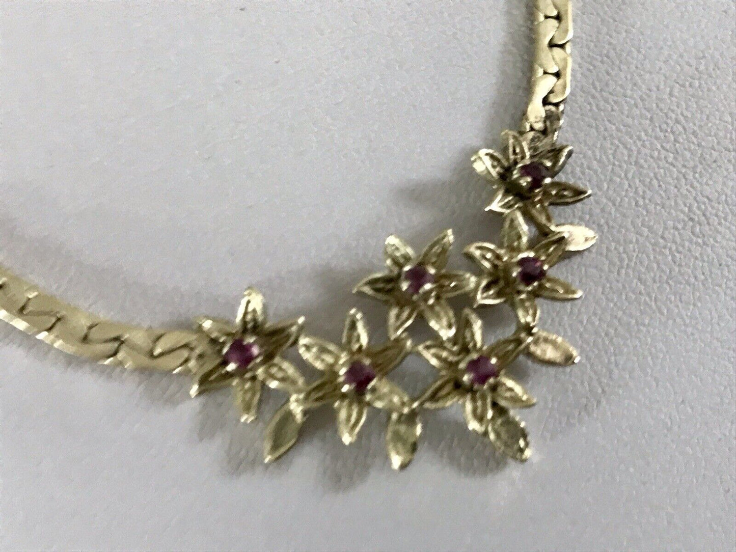 Antik Edel Jugendstil 925 Silber vergoldet Collier Halskette Rubine
