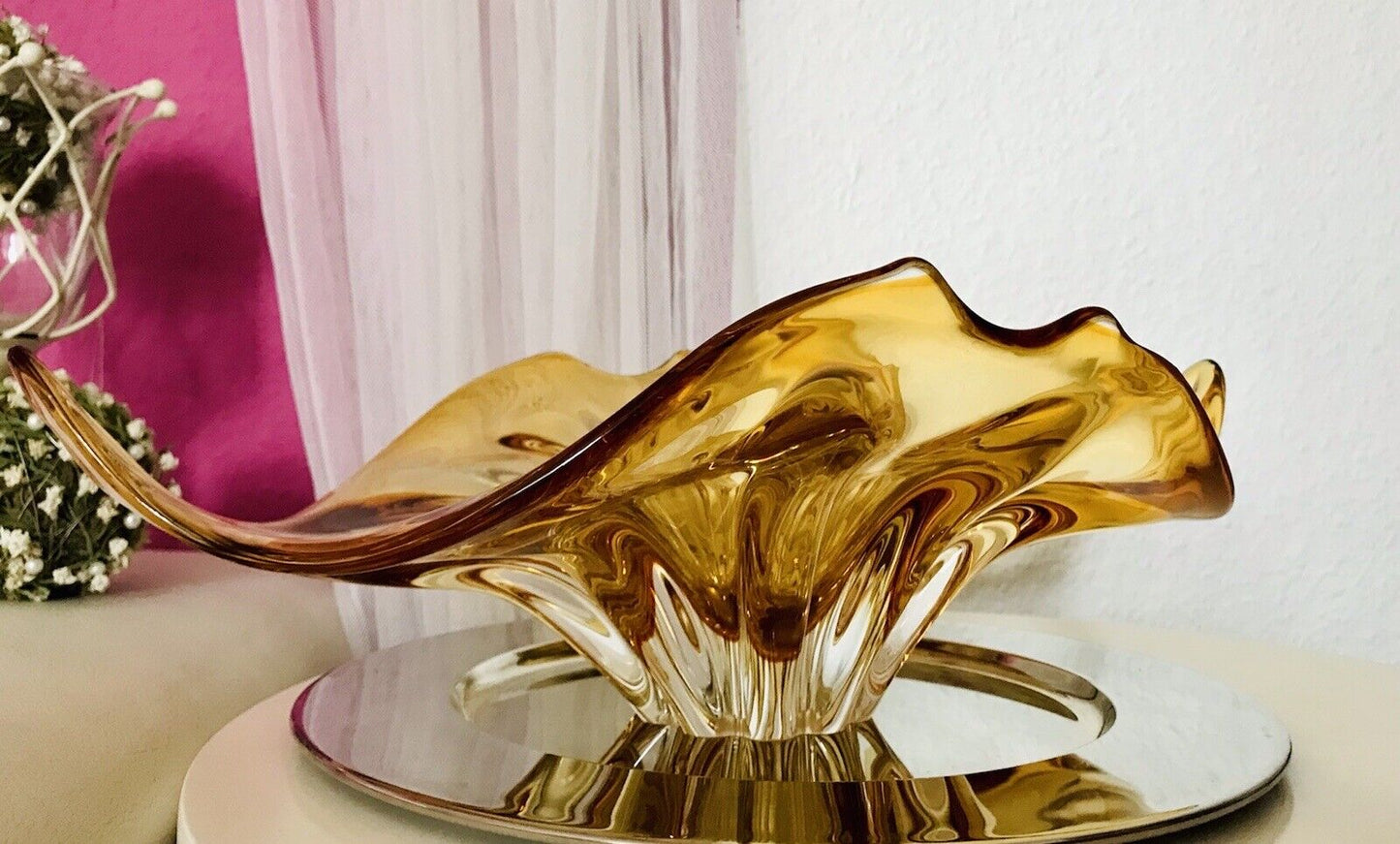 Vintage GROß 60er Somerso Murano Schale Glas Gelb Überfangglas Erscheinung