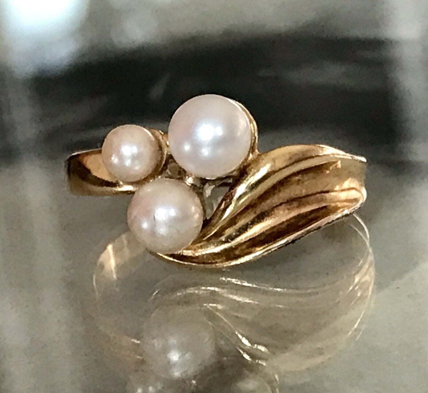 Majorica Edel DAMEN RING Perlen Gr.56 57 vergoldet 925 Silber