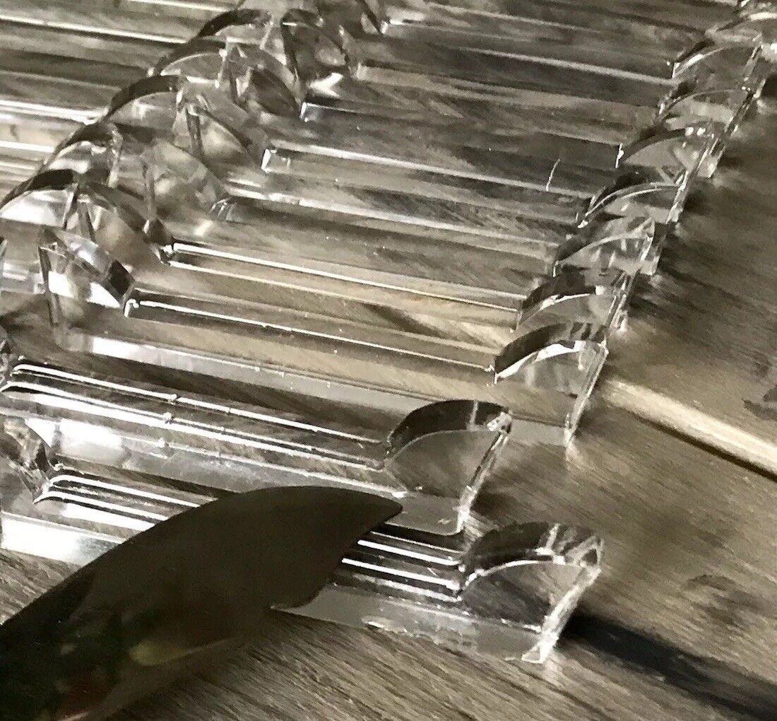 Alt Antik 8+1 französische Art Déco Messerbänkchen Kristallglas Glas