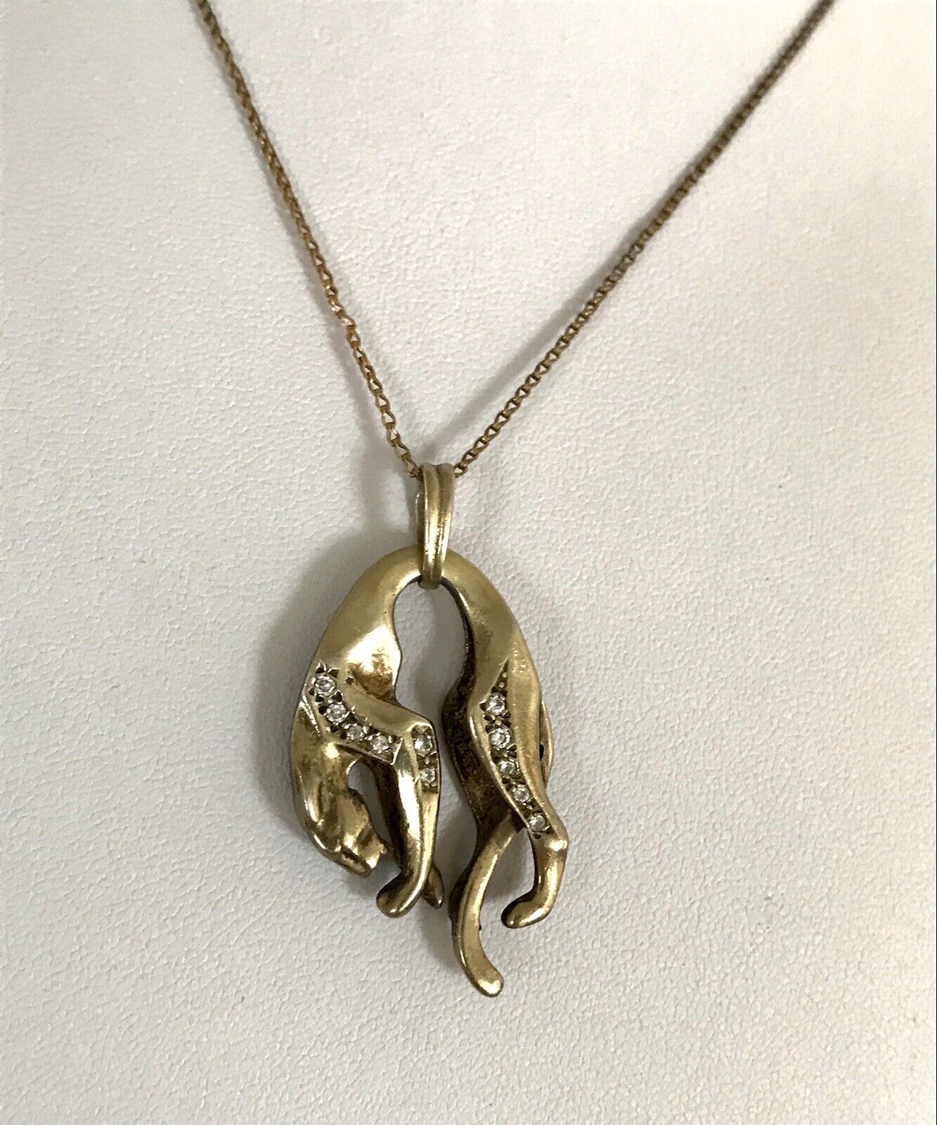 Vintage Edel groß Anhänger 925 Silber Super Design vergoldet hängender Panther