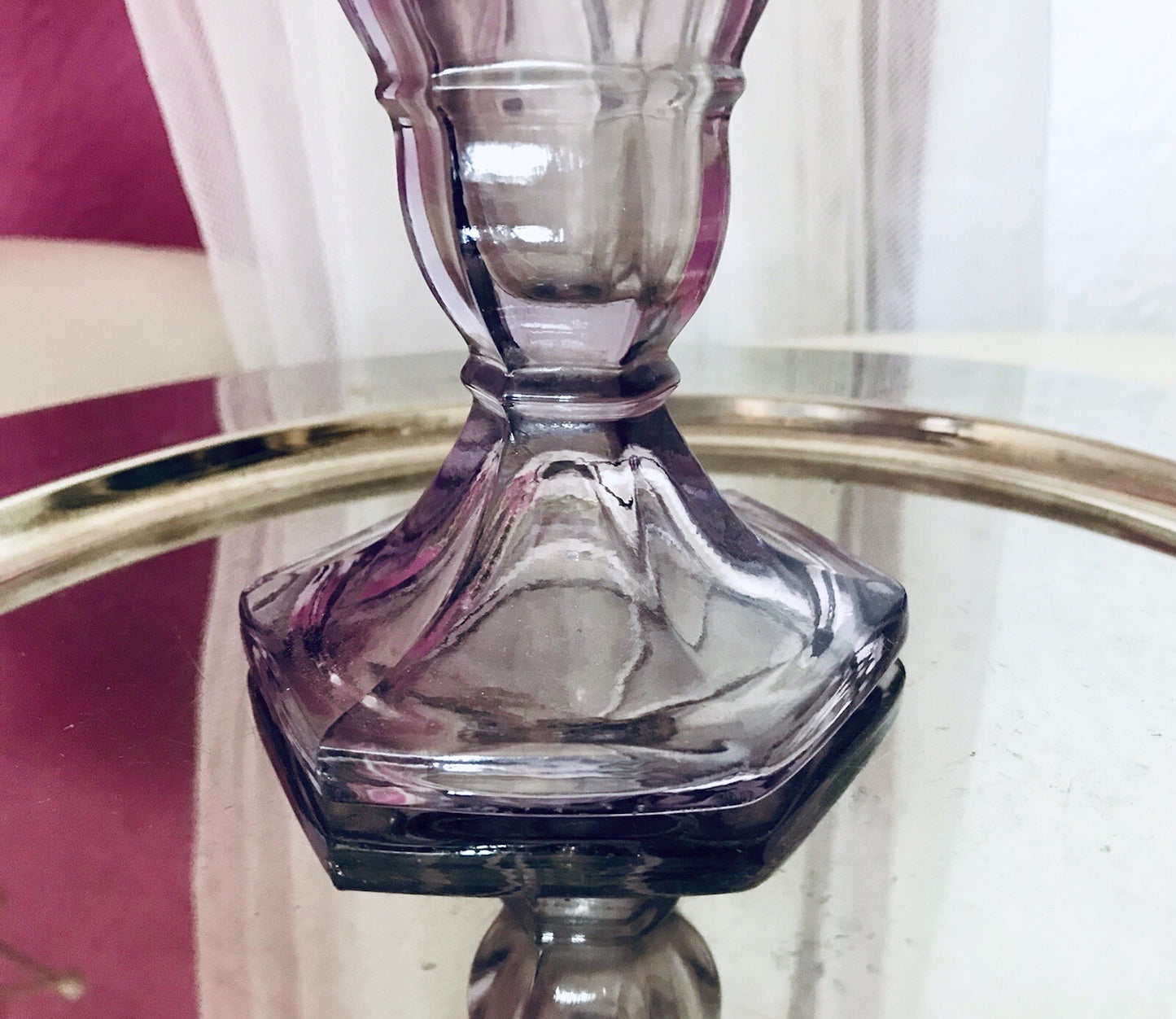 Antik Art Déco 1 Vase Glasvase Pressglas Lila Glas