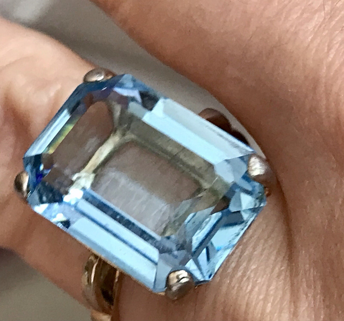 Vintage alt Damen Ring blauer Stein Silber vergoldet 925 Gr.59 18,8 wunderschön!