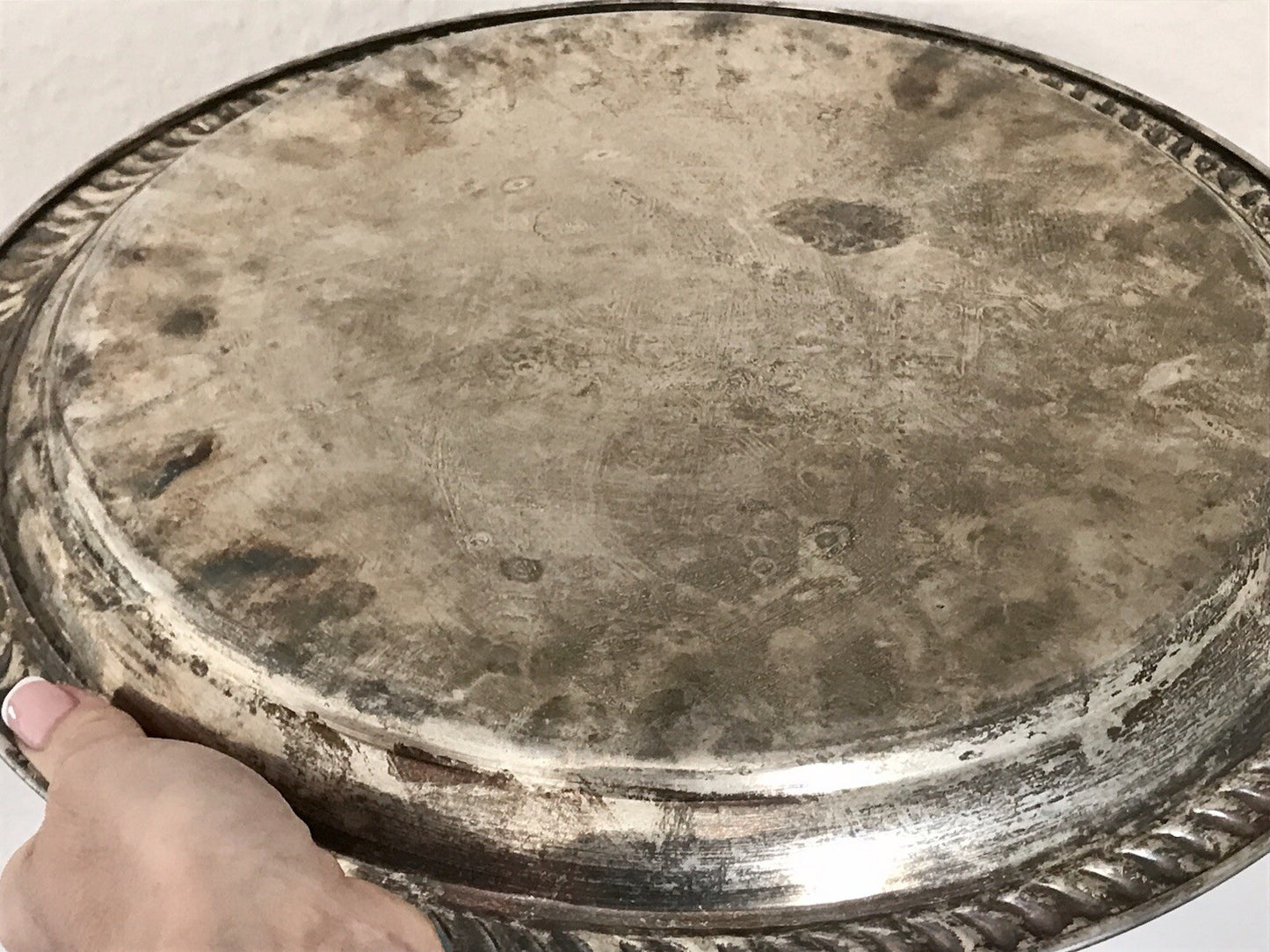 Vintage Tablett Teetablettt Serviertablett versilbert ziseliert Marokko