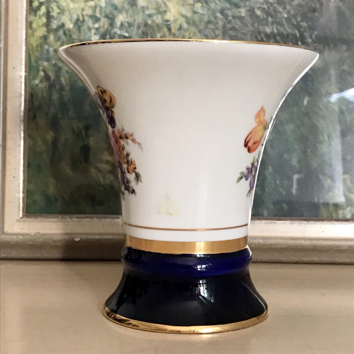 Vintage Alt Porzellan Prunkvase Vase Echt Kobalt blau Royal Dux Porzellan Böhmen