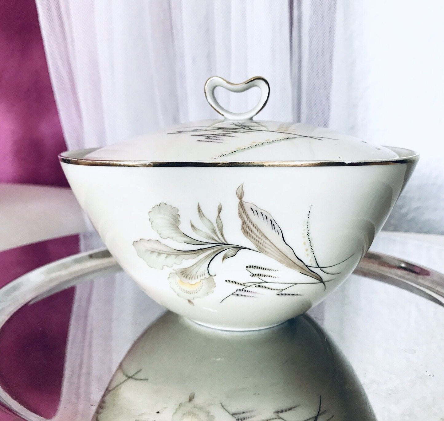 MCM Vintage 50er 60er Porzellan Dose Deckeldose Bonboniere Elfenbein Seltmann