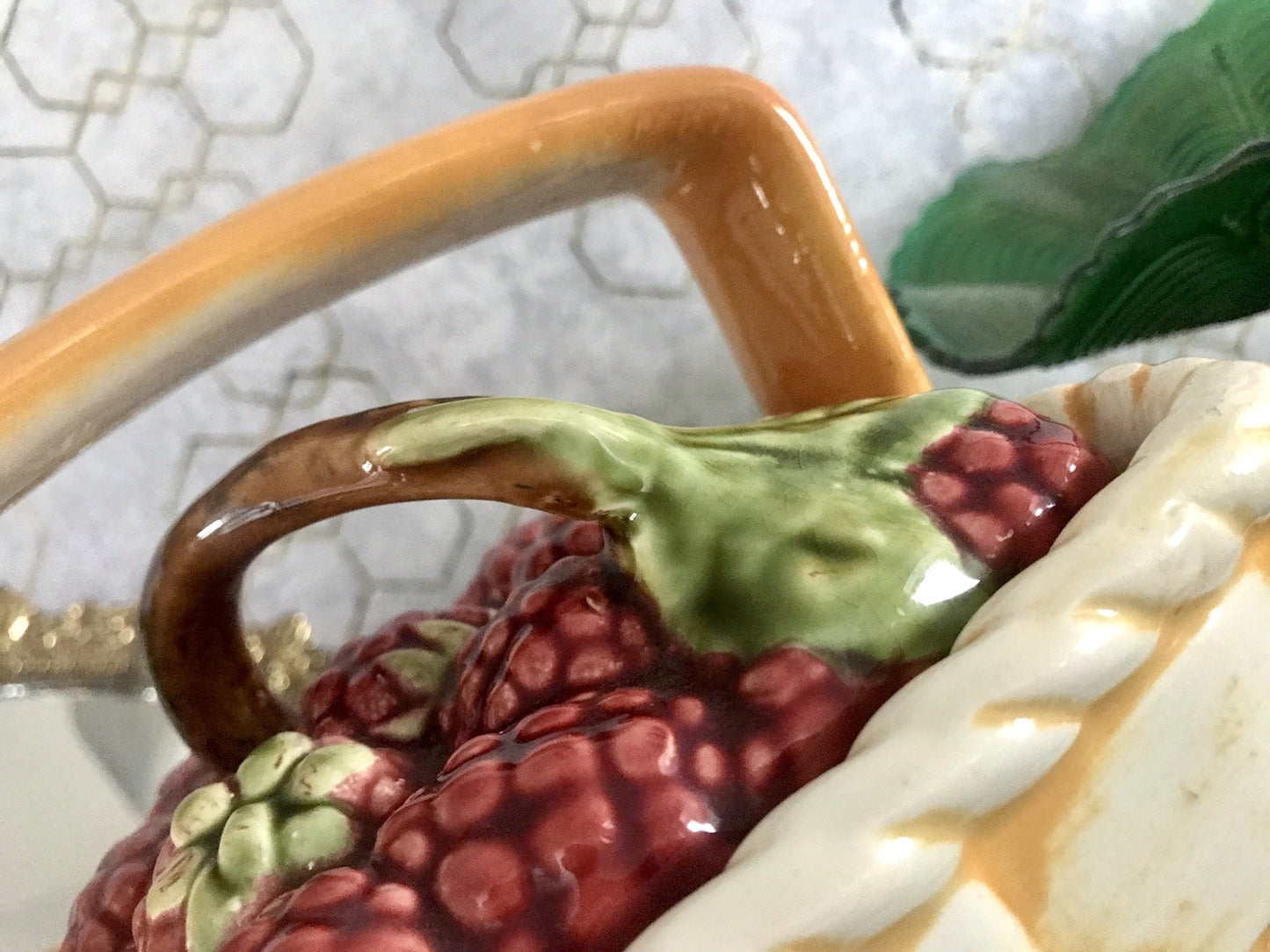 Antik Sarreguemines France Majolika Keramik Korb Zierschale Schale Obstkorb