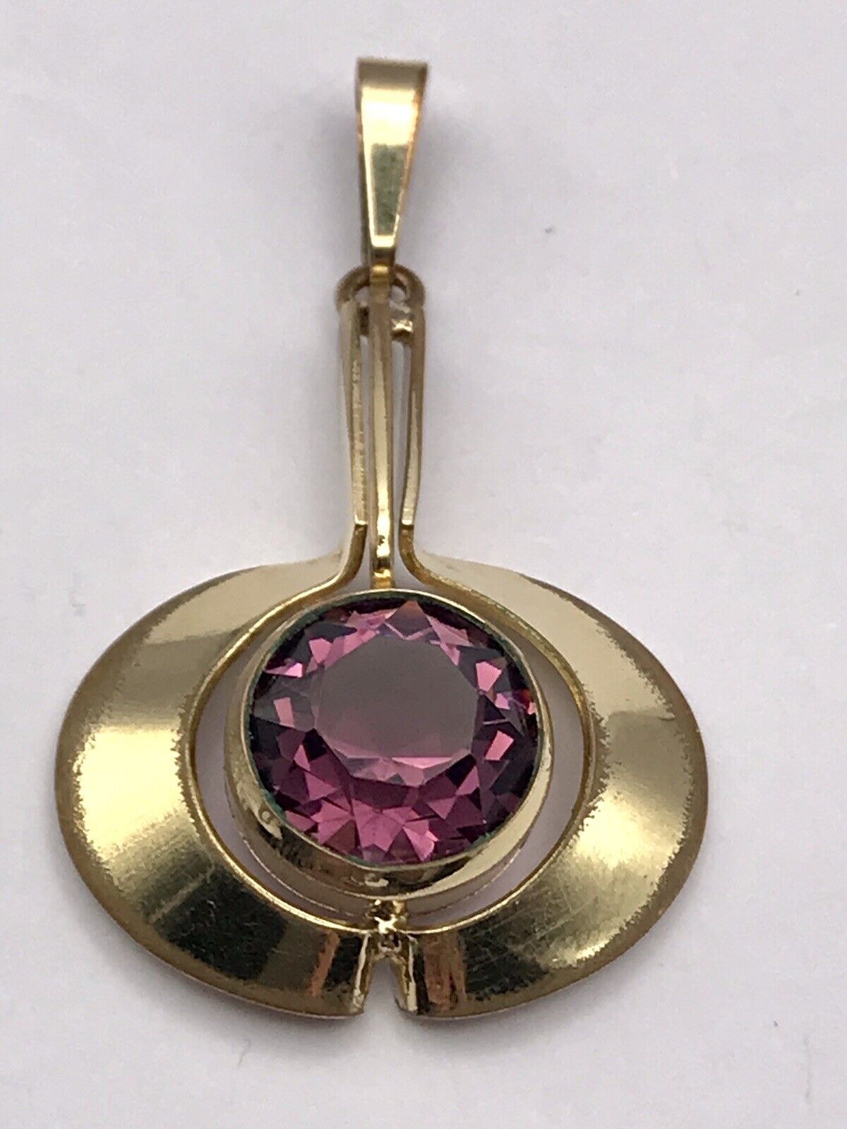 Vintage TeKa Designer Anhänger lila Stein Amethyst? Amerik. Doublè vergoldet