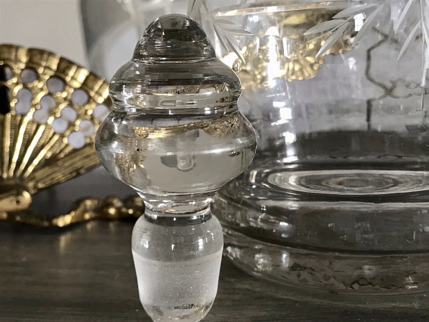 Antik Vintage Glaskaraffe Karaffe Zier- Schliff