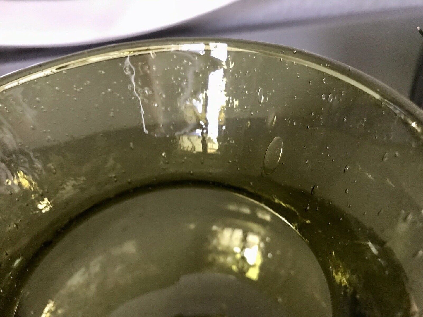 Vintage 60er Design Glasvase Glas oliv Grün Vase Mid Century Bubble