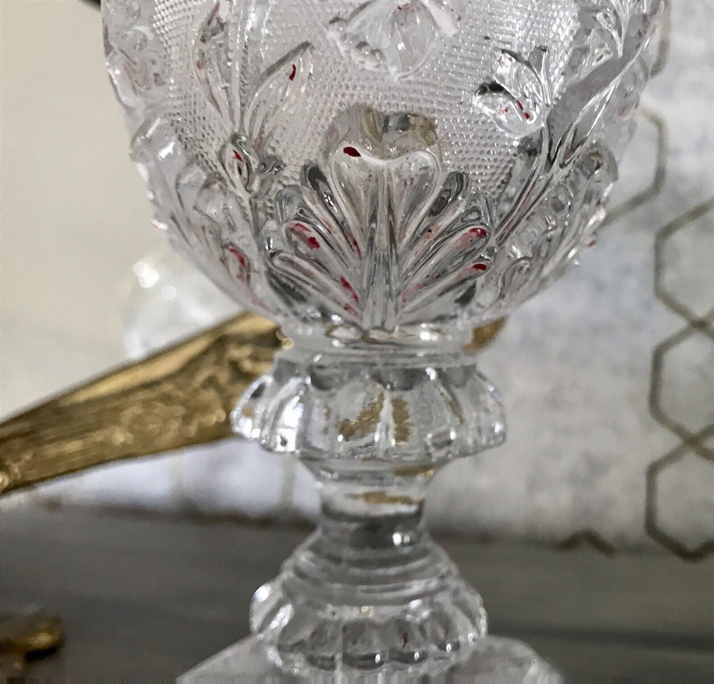 Antik Fußbecher Kelch Becher Weinglas Pokalglas Kristallglas? ~1830