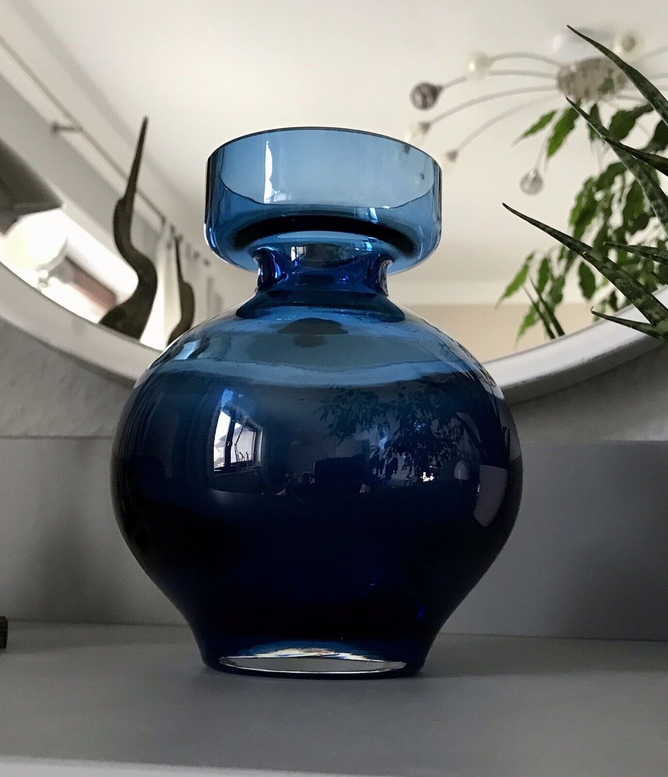 Vintage 60er Design Glasvase Glas Blau Vase Mid Century Schön als Zwiebelglas