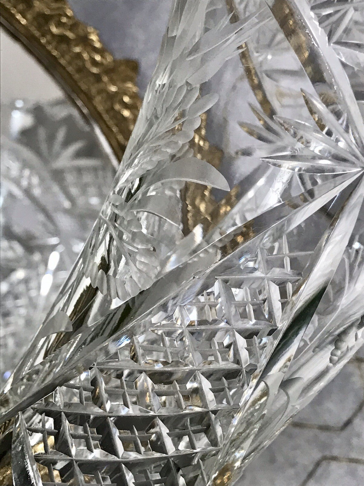 Antik Vase Glasvase Kristallglas geschliffen Art Déco Trichtervase Pokalvase