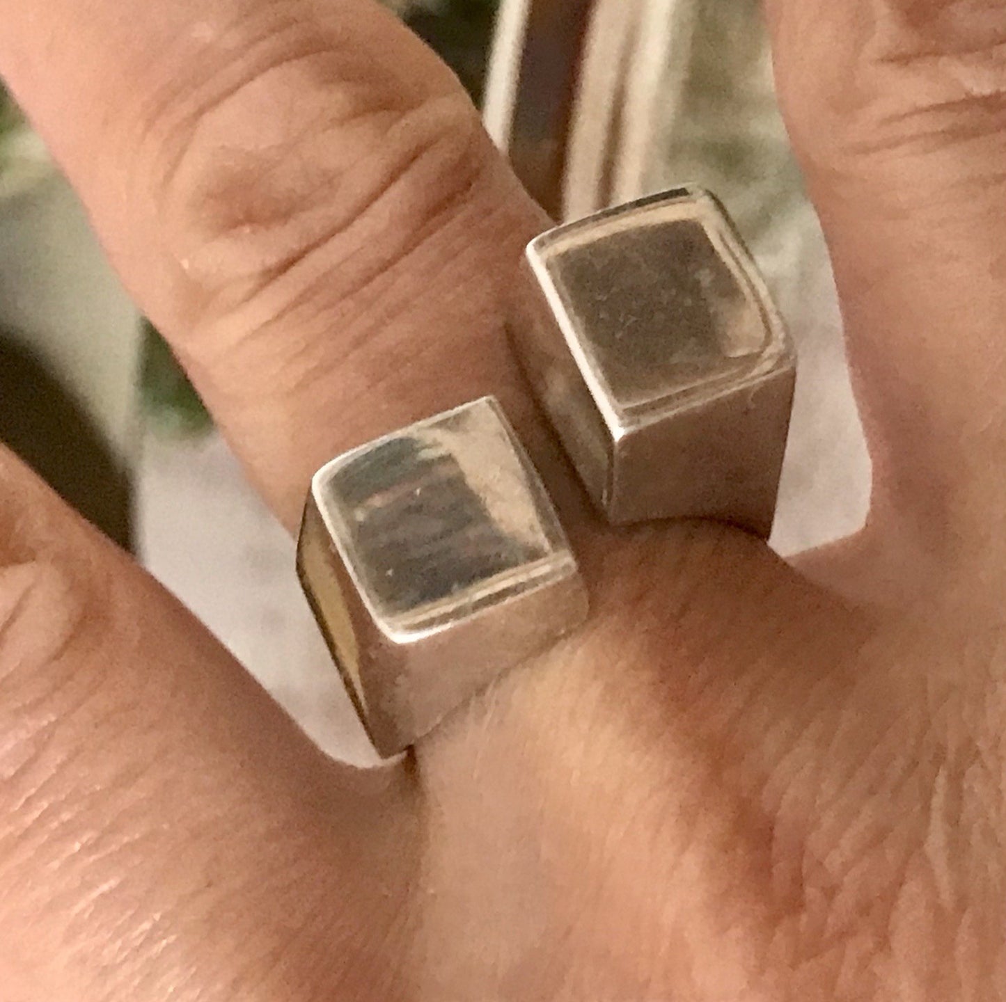 Vintage Modernist Designer DAMEN RING 925 Silber Cube Avantgarde 55 bis 59