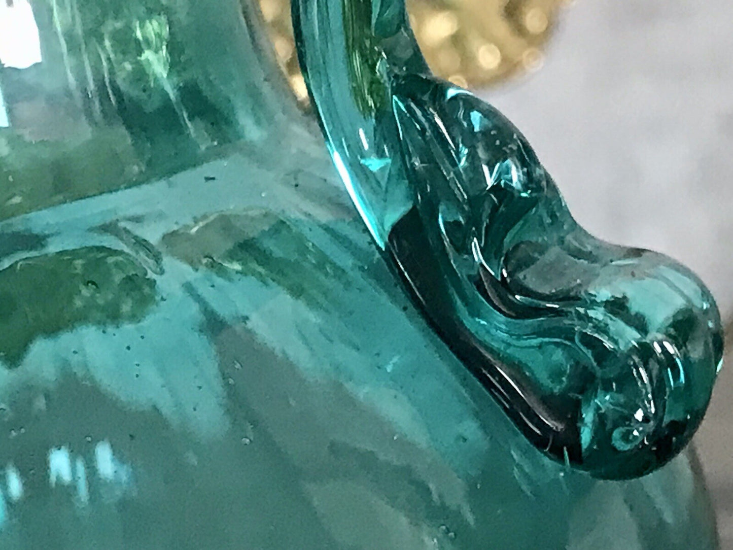 Antik Glasvase Vase Türkis Blau Glas Abriss Aufschmelzungen Murano?