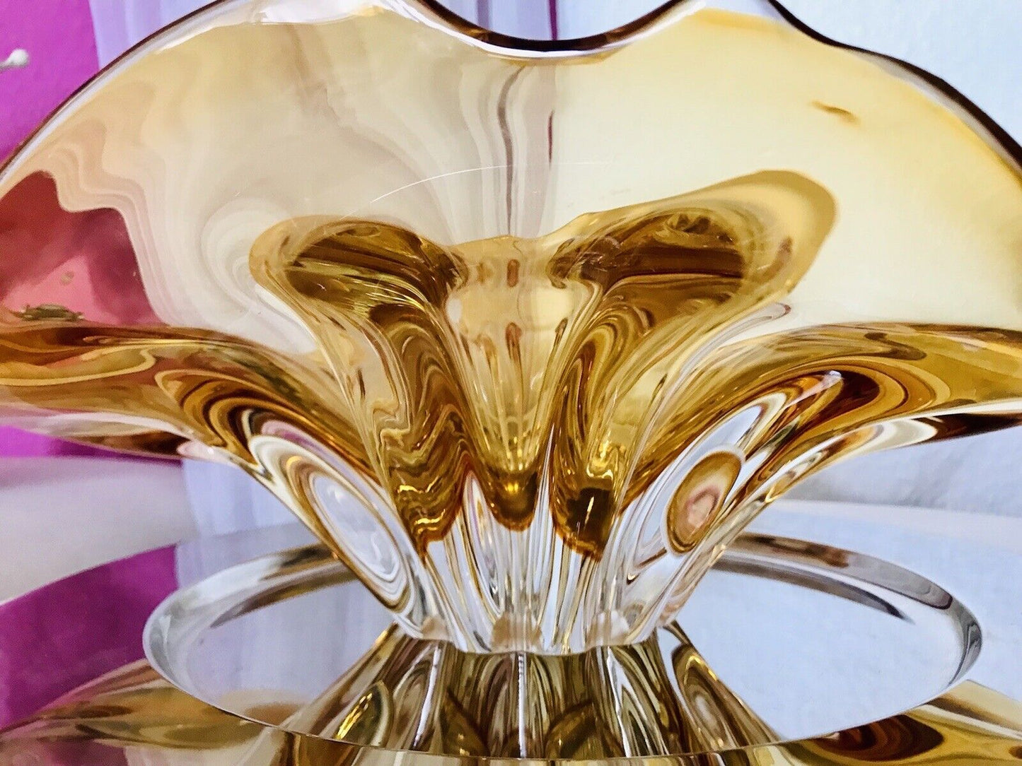 Vintage GROß 60er Somerso Murano Schale Glas Gelb Überfangglas Erscheinung