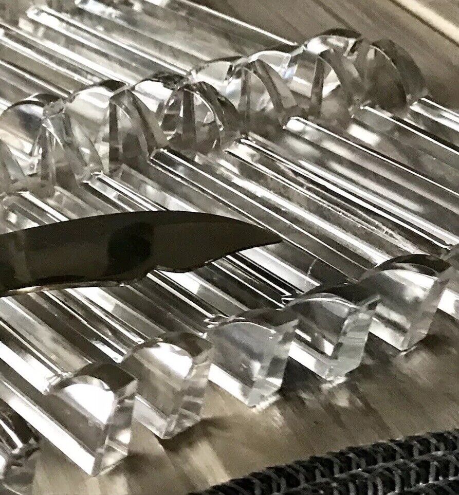 Alt Antik 8+1 französische Art Déco Messerbänkchen Kristallglas Glas