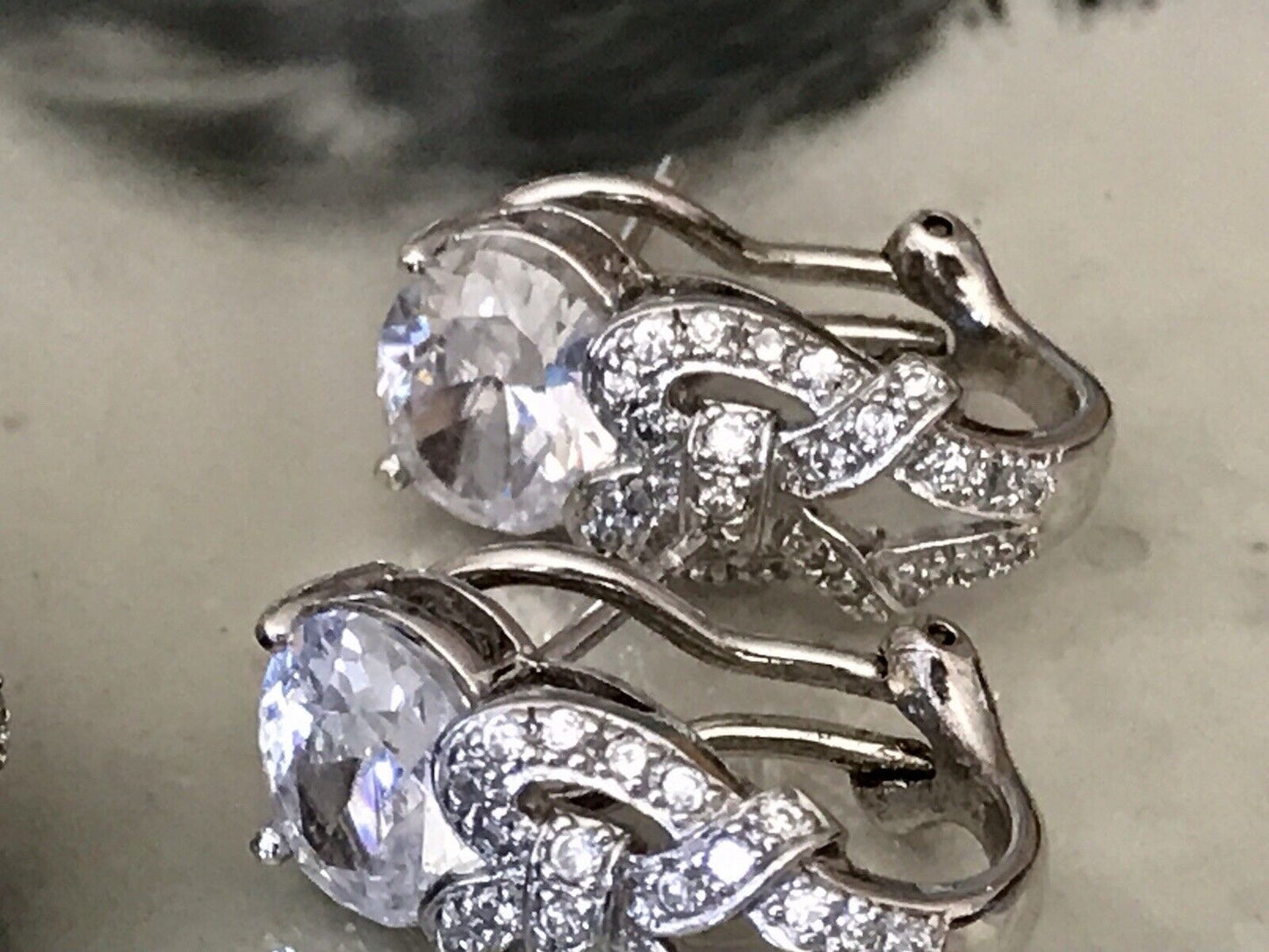 Edel Schmuck Set DAMEN RING & Ohrringe Silber 925 Gr.63 Steine Cubic Zirkonia