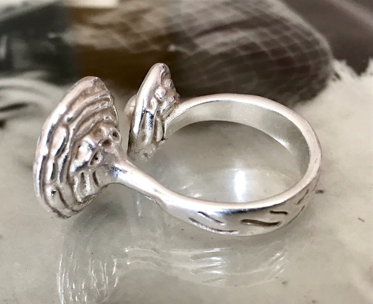 Vintage Modernist Designer DAMEN RING 925 Silber ADK Gr.58- 60 Perlen