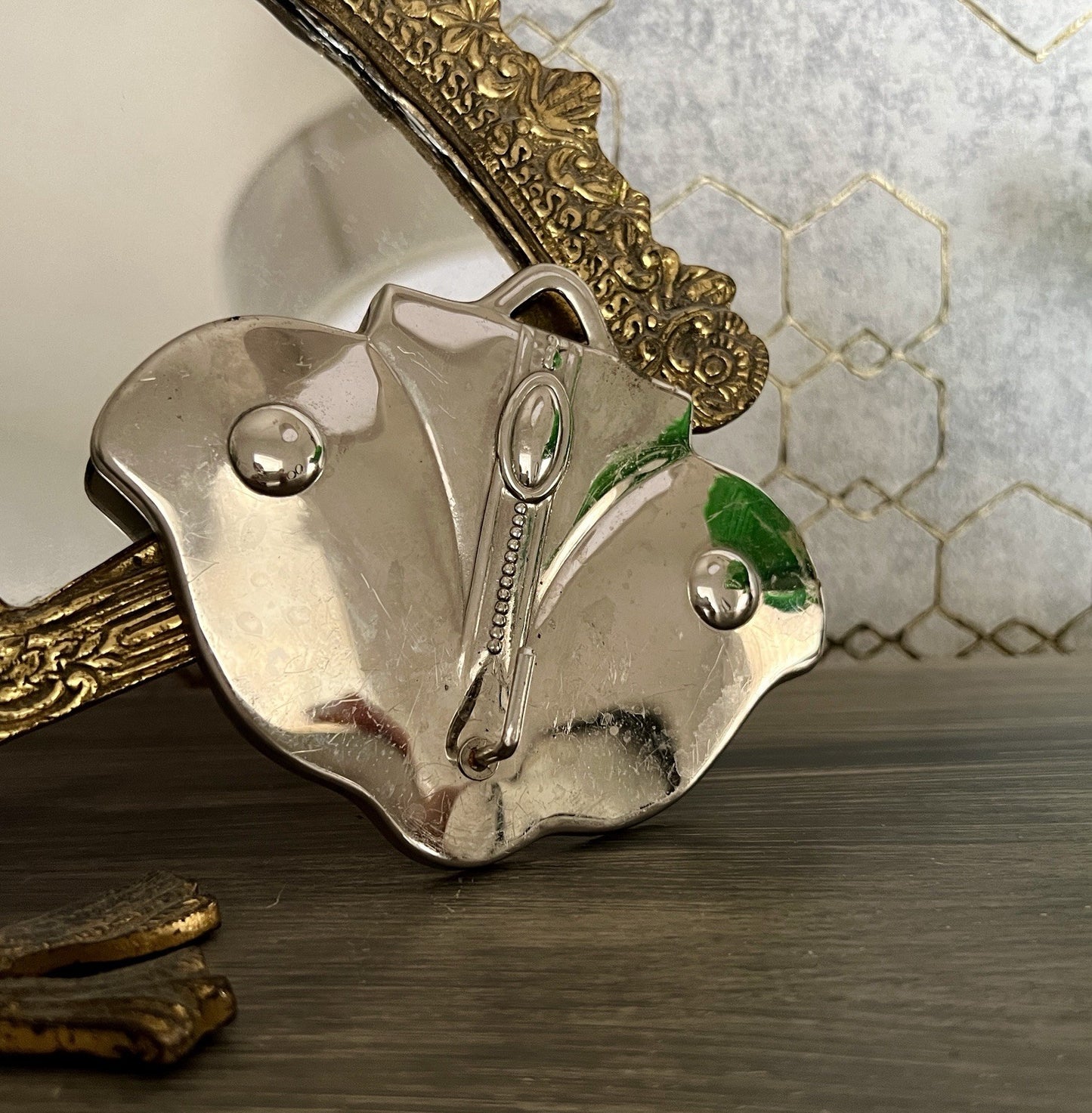 Antik Jugendstil Haken Handtuchhaken Kleiderhaken Metall verchromt? vernickelt?