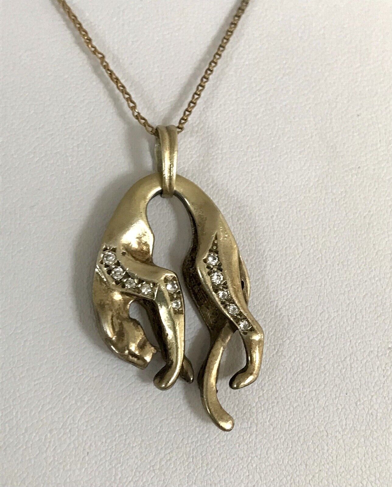 Vintage Edel groß Anhänger 925 Silber Super Design vergoldet hängender Panther