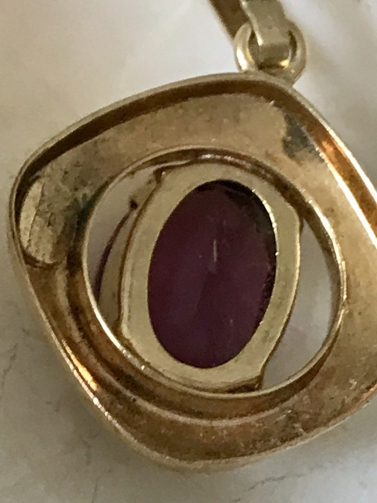 Vintage Designer Anhänger lila Stein Amethyst? Amerik. Doublè vergoldet