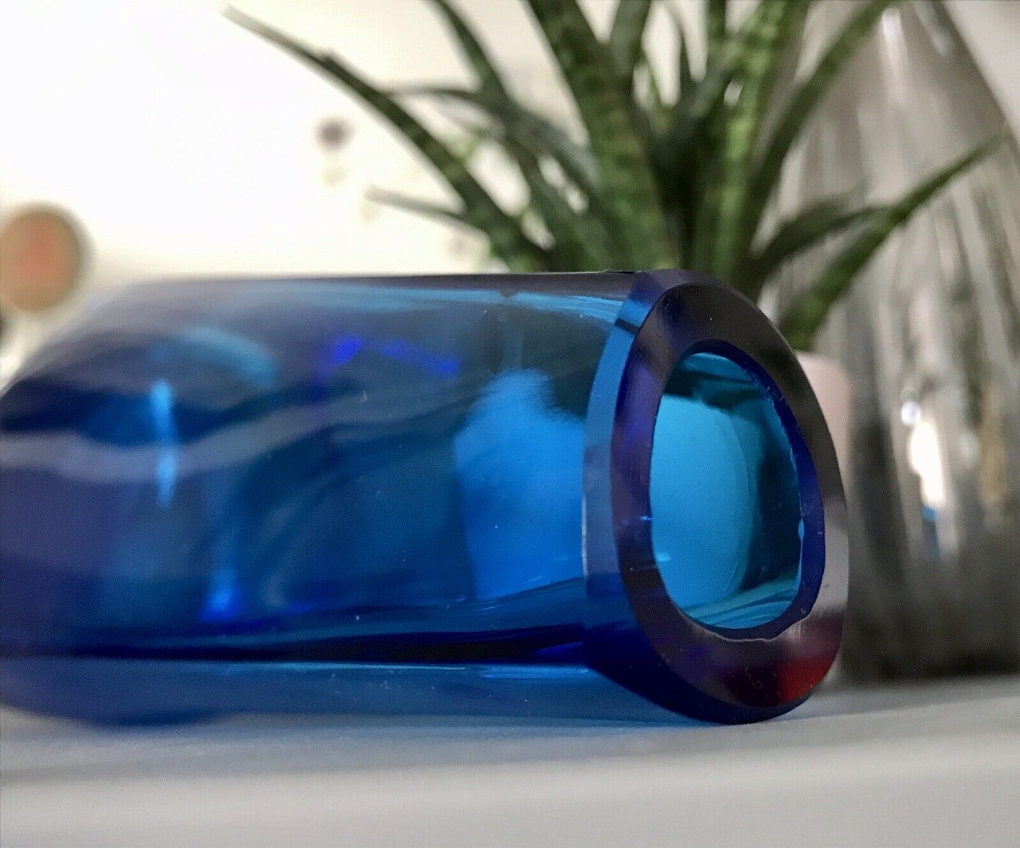 Murano ? Vintage 60er Glasvase Vase Blau Kristallglas Edel Schwangere Elke