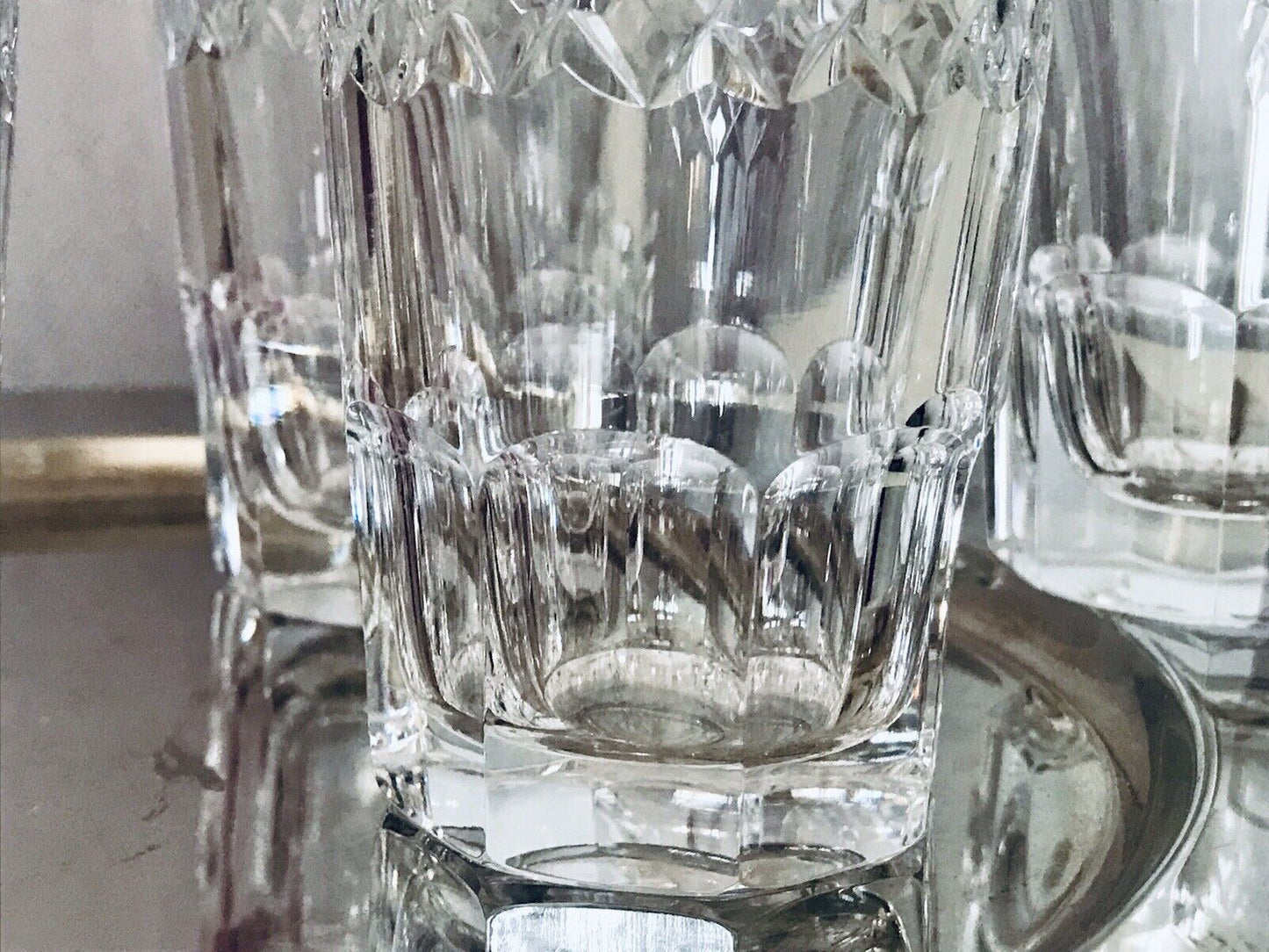 Vintage SEHR EDEL 6x Wassergläser Gläser Becher Kristallglas schön kantiger Fuß