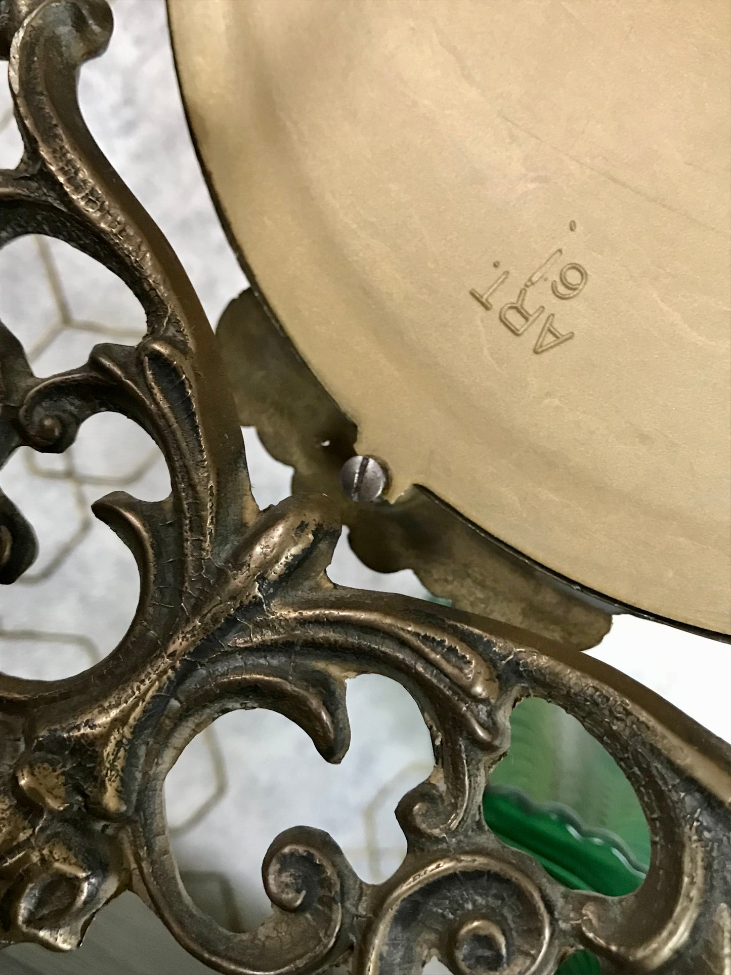 Alt Vintage Tischspiegel Spiegel schwenkbar Messing