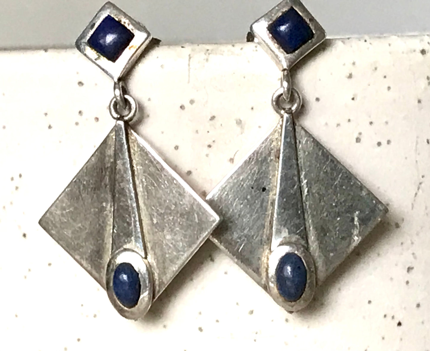 Alt Vintage Modern Ohrringe Ohrhänger DAMEN 925 Silber blauer Stein Sodalith?
