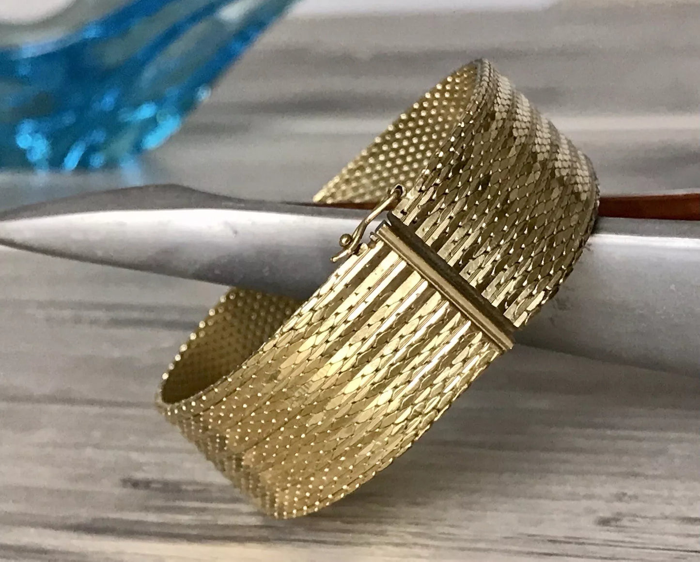 Vintage breites Teppicharmband Armband vergoldet Amerik. Doublè Andreas Daub AD