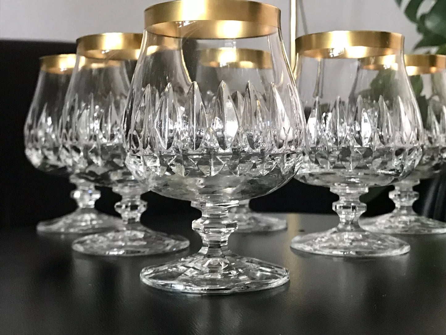 Vintage 12 EDEL Cognacschwenker Cognac Gläser Kristallglas Goldrand