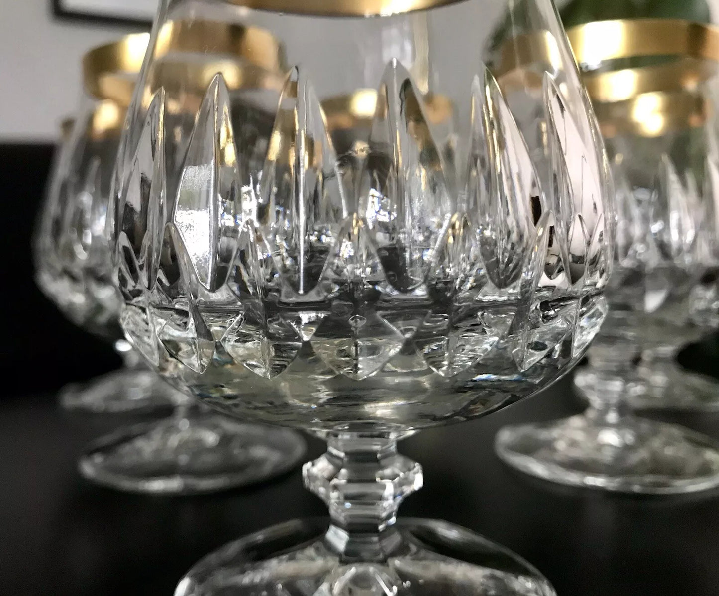 Vintage 12 EDEL Cognacschwenker Cognac Gläser Kristallglas Goldrand
