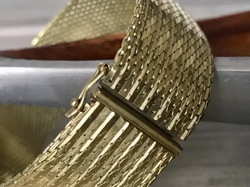 Vintage breites Teppicharmband Armband vergoldet Amerik. Doublè Andreas Daub AD