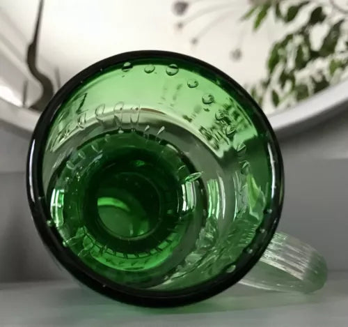 Vintage Vase Murano Glasvase grün Luftblasen Henkelvase