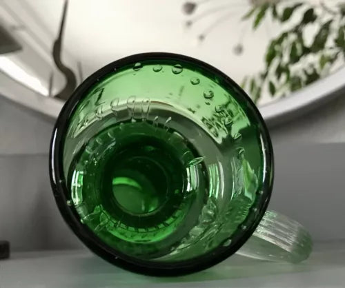 Vintage Vase Murano Glasvase grün Luftblasen Henkelvase