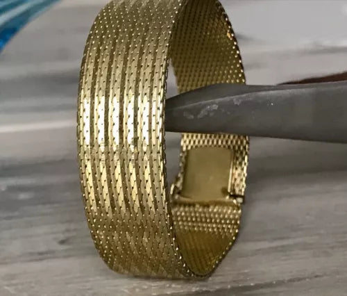 Vintage breites Teppicharmband Armband vergoldet Amerik. Doublè Andreas Daub AD