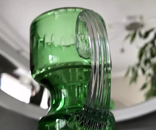 Vintage Vase Murano Glasvase grün Luftblasen Henkelvase